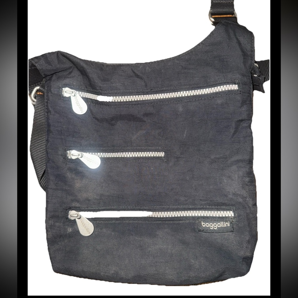 Baggallini Black Nylon Crossbody Bag Organizer Handbag Shoulder Purse